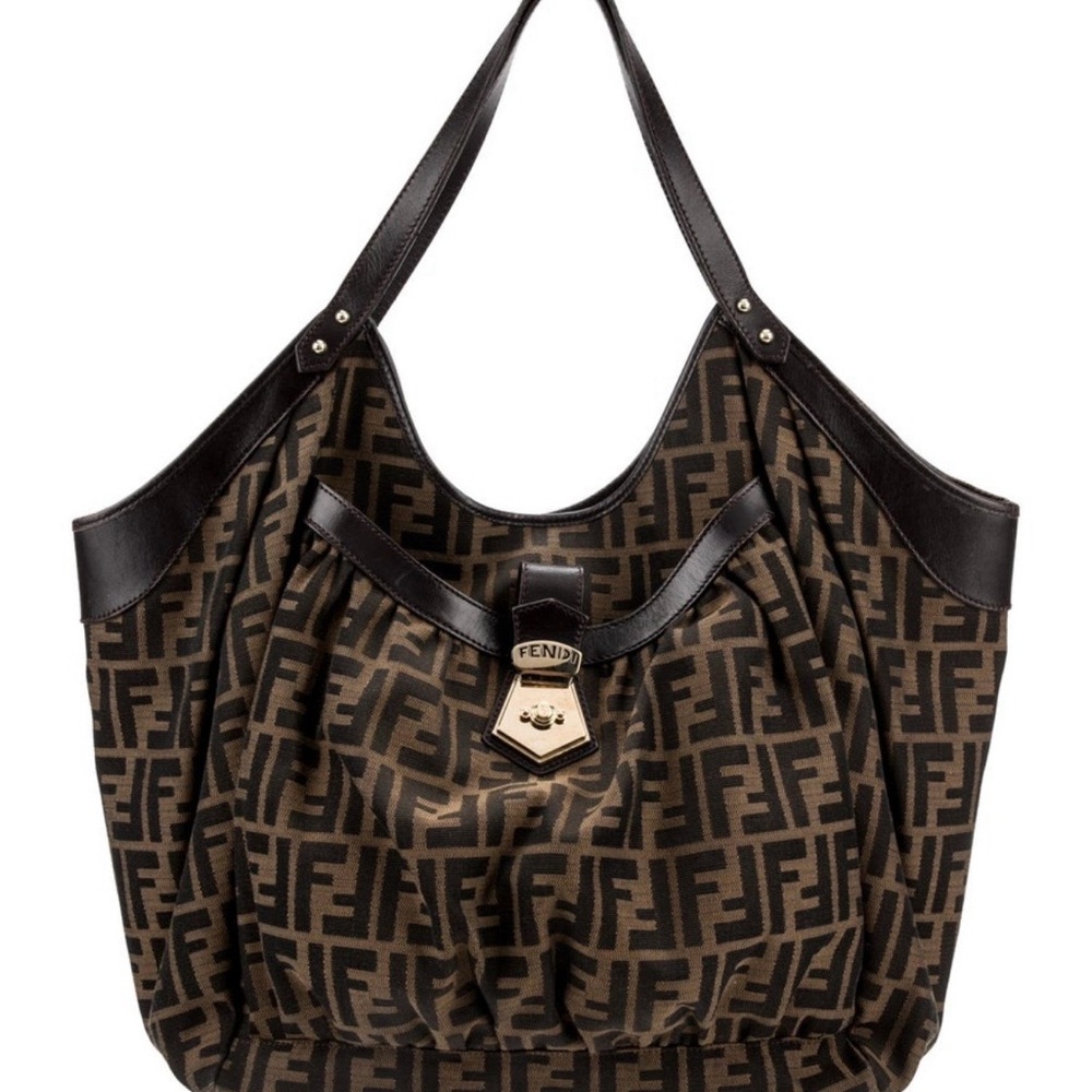 Fendi Black and Brown Logo Tote